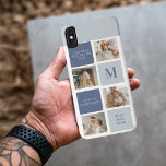 Capa Para iPhone Da Case-Mate Presente de Dia de os pais Feliz Azul e Foto de Co<br><div class="desc">Foto de Colagem Moderna e Presente de Dia de os pais Feliz Azul é um presente personalizado e atencioso para celebrar o homem especial em sua vida no Dia de os pais. O presente inclui um quadro fotográfico de colagem bem projetado com espaço para várias fotos, permitindo que você capture...</div>
