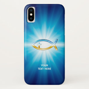 Capa Para iPhone X Presente original azul do fundo   da cruz cristã