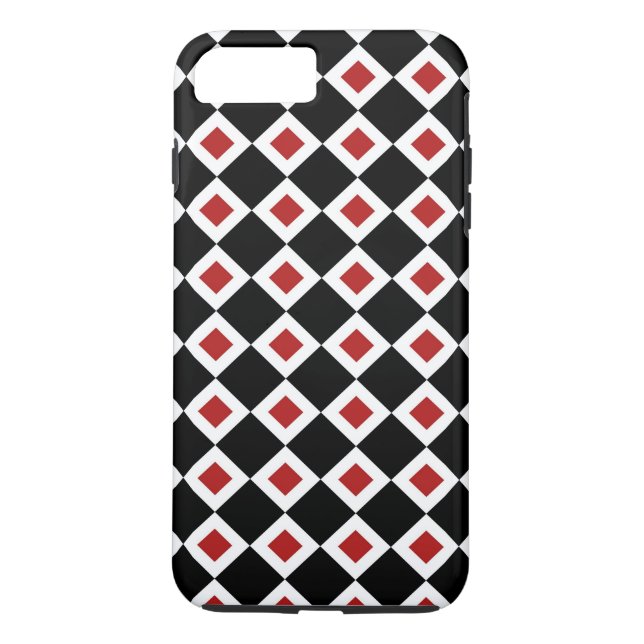 Capa Para iPhone, Case-Mate Preto-Branco-Vermelho Padrão de Diamante iPhone 8  (Verso)