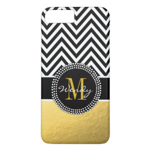 Capa Para iPhone Da Case-Mate Preto Chevron da folha Dourado do falso