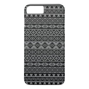 Capa iPhone 8 Plus/7 Plus Preto & cinzas estilizados astecas do teste padrão