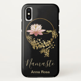 Capa Para iPhone Da Case-Mate Preto Dourado do zen do brilho de Namaste Lotus do
