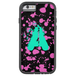 Capa Para iPhone X Preto e arte Monogrammed da pintura do Splatter de