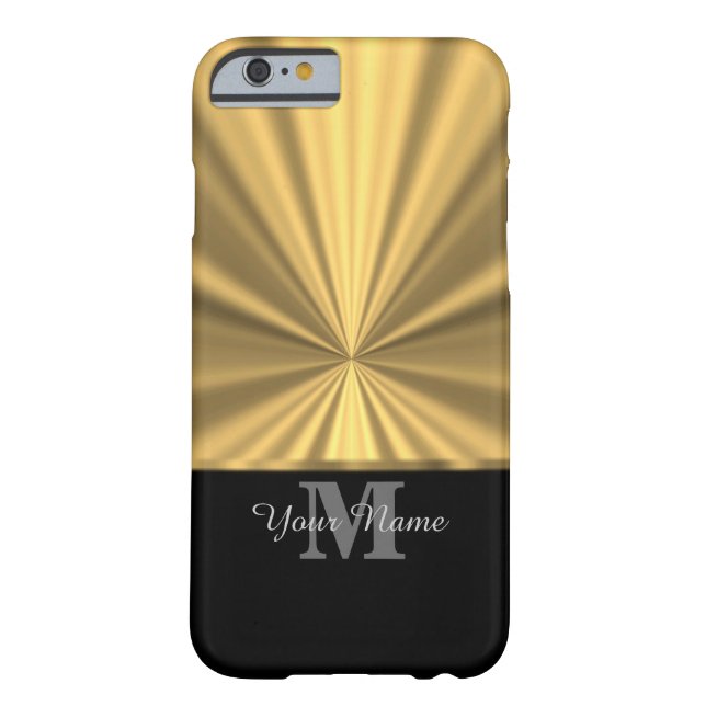 Capa Para iPhone, Case-Mate Preto e monograma metálico do ouro (Verso)