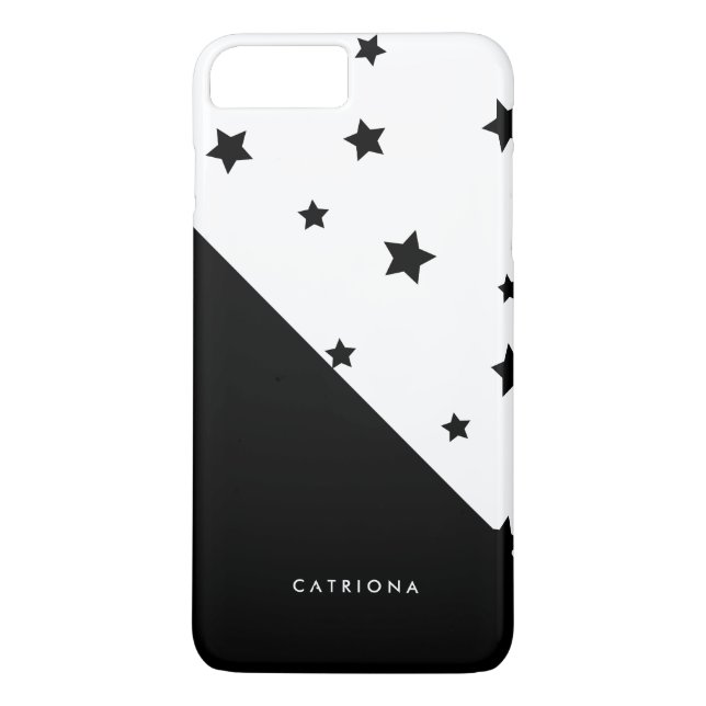 Capa Para iPhone, Case-Mate Preto e White Stars Patten Abtract Personalizado (Verso)