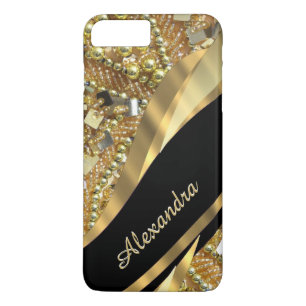 Capa Para iPhone Da Case-Mate Preto elegante chique personalizado e ouro que