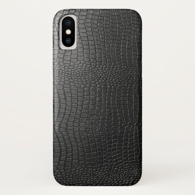 Capa Para iPhone, Case-Mate Preto Faux Snakeskin Leather Patterno (Verso)
