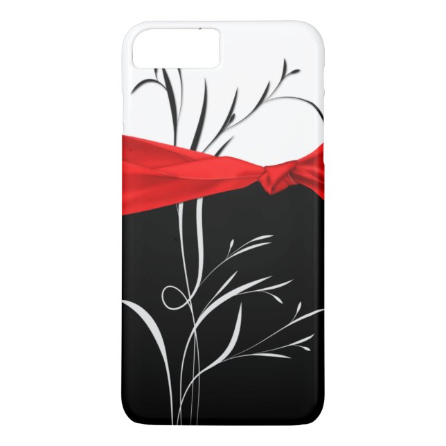 Capa Para iPhone, Case-Mate Preto feminino, branco roda fita vermelha (Verso)