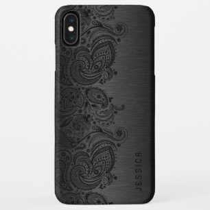 Capa Para iPhone Da Case-Mate Preto metálico com laço preto de Paisley