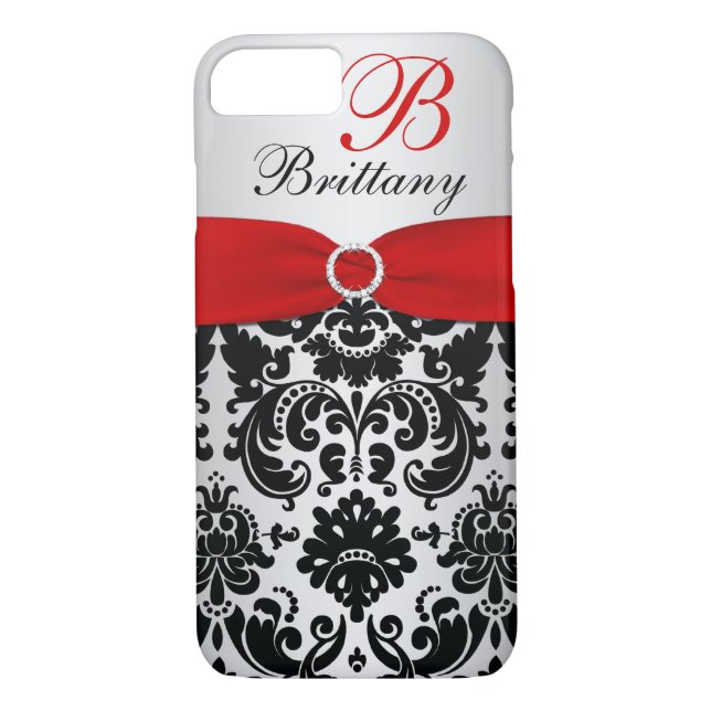 Capa Para iPhone, Case-Mate Preto Personalizado, Vermelho, Silver Damask iPhon (Verso)