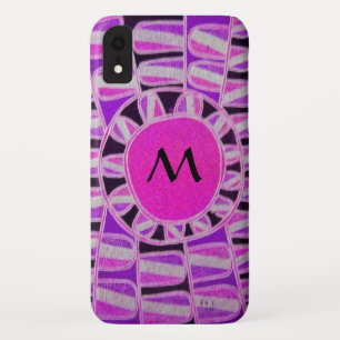 Capa Para iPhone Da Case-Mate Preto roxo do rosa do MONOGRAMA da ENERGIA SOLAR