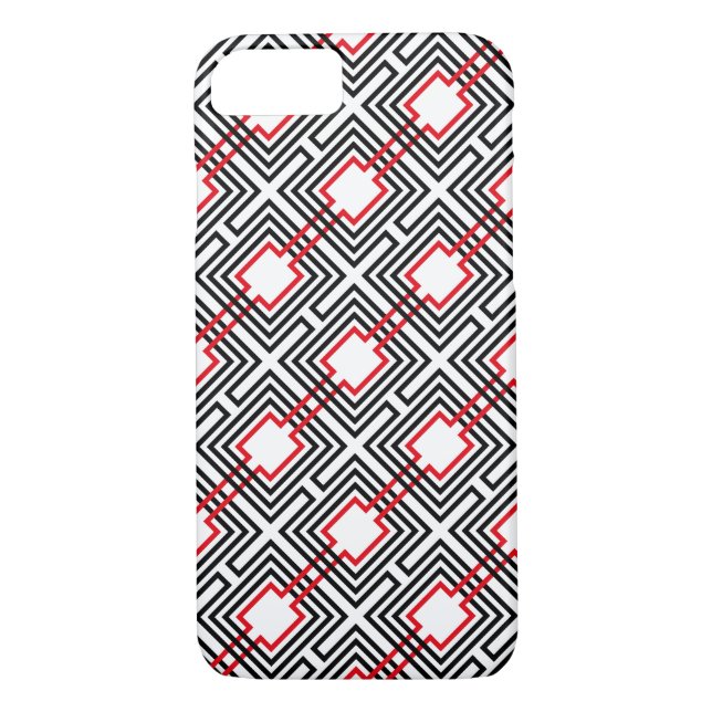 Capa Para iPhone, Case-Mate Preto Vermelho e Branco Geométrico (Verso)