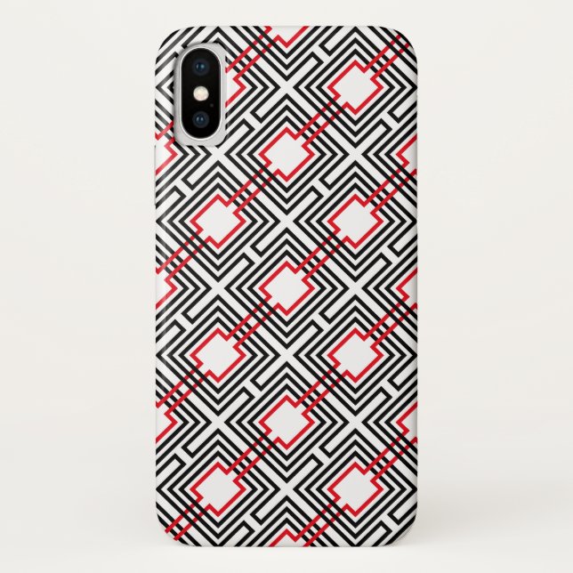 Capa Para iPhone, Case-Mate Preto Vermelho e Branco Geométrico (Verso)