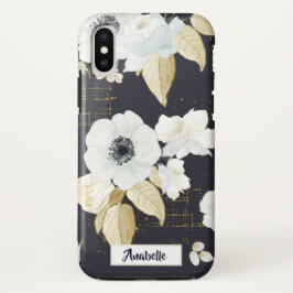 Capa Para iPhone Da Case-Mate Primavera Azul e Flores Brancas no Fundo do Marinh
