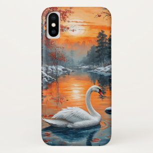 Capa Para iPhone Da Case-Mate Projeto paisagístico de cisnes em lago de outono