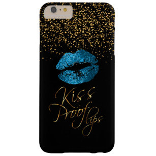 Capa Barely There Para iPhone 6 Plus Prova de Beijo com Confetti Dourado e Lábios Azuis