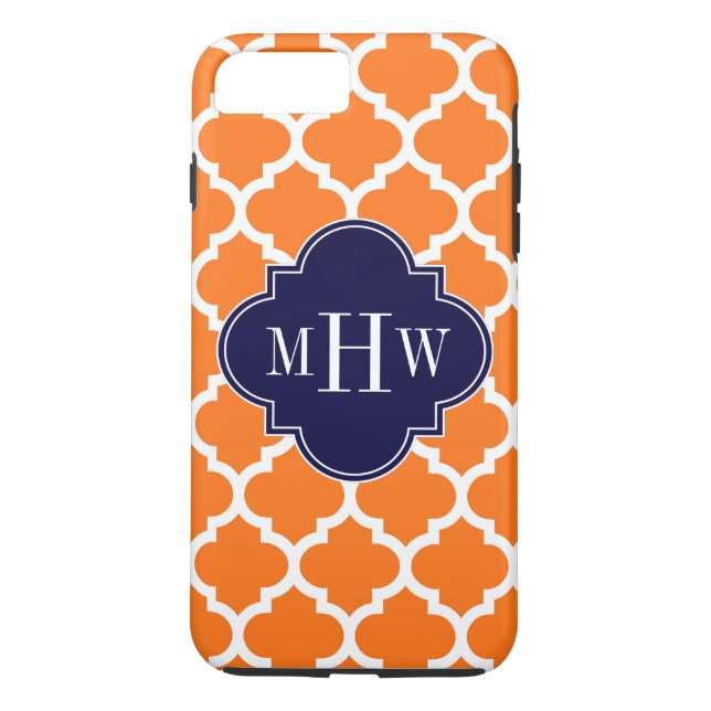 Capa Para iPhone, Case-Mate Pumpkin White Marroquino #5 Marinho 3 Monograma In (Verso)