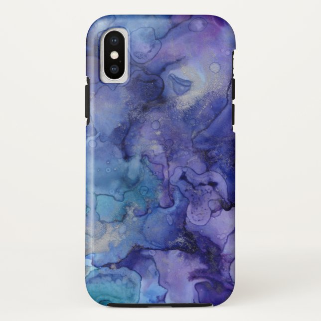 Capa Para iPhone, Case-Mate Púrpura e Azul Aquarela (Verso)
