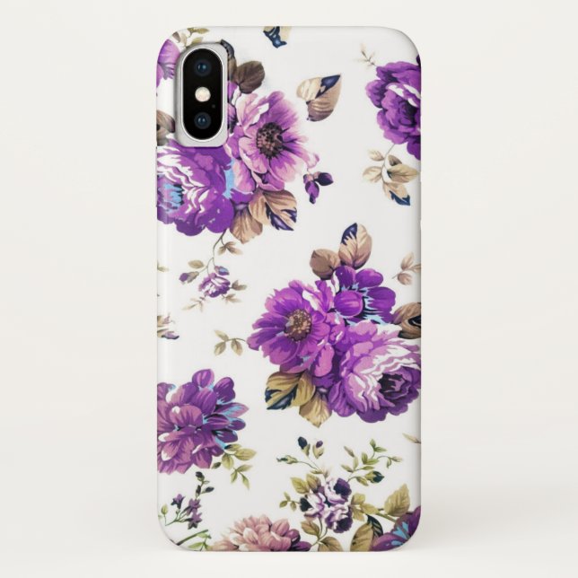 Capa Para iPhone, Case-Mate Púrpura Flores Padrão com Monograma (Verso)