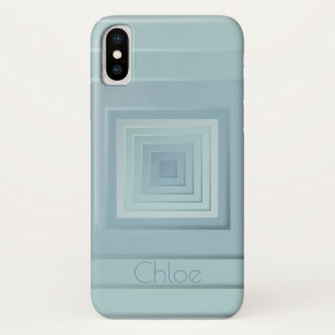 Capa Para iPhone X Quadrados Geométricos Clássicos (blues claro)