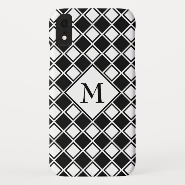 Capa Para iPhone, Case-Mate Quadrados Pretos E Brancos Monogramados (Verso)