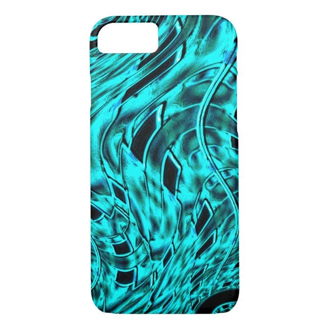 Capa Para iPhone, Case-Mate Quadrados tortos espelhados na imagem ciana (Verso)