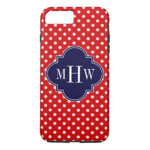 Capa Para iPhone Da Case-Mate Quatrefol de Marinho branco vermelho 3 Monograma
