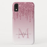 Capa Para iPhone Da Case-Mate Quic Blush Rosa Rosa Rosa Dourado Monograma de bri<br><div class="desc">Glam Blush Rosa Rosa Rosa Dourada Glitter Monograma com brilho</div>
