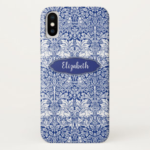 Capa Para iPhone X Rabbit Azul Padrão Morris