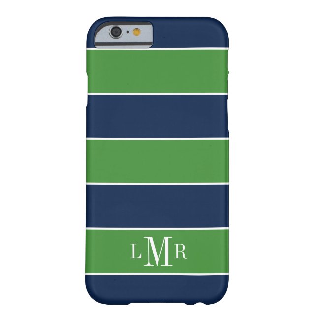Capa Para iPhone, Case-Mate Râguebi Verde e Azul - 3 - Letra Monograma (Verso)