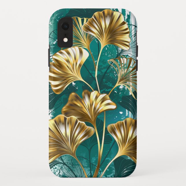 Capa Para iPhone, Case-Mate Ramificação com Ouro deixa Ginko Biloba (Verso)
