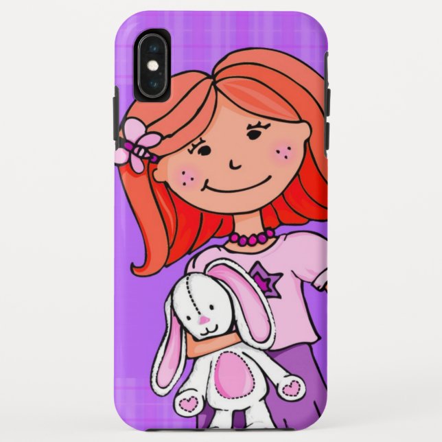 Capa Para iPhone, Case-Mate Rapariga com um coelho de brinquedo macio e cabelo (Verso)