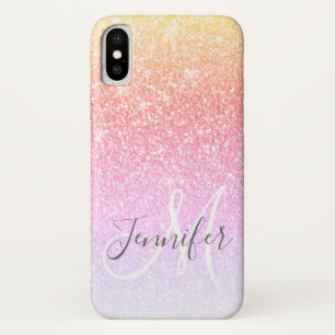 Capa Para iPhone Da Case-Mate Rapariga Glitter Glitter Grelha Nome do Monograma