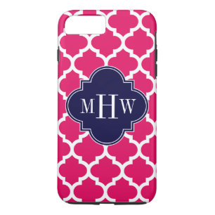 Capa iPhone 8 Plus/7 Plus Raspberry Wharg marroquino #5 Marinho 3 Monograma 