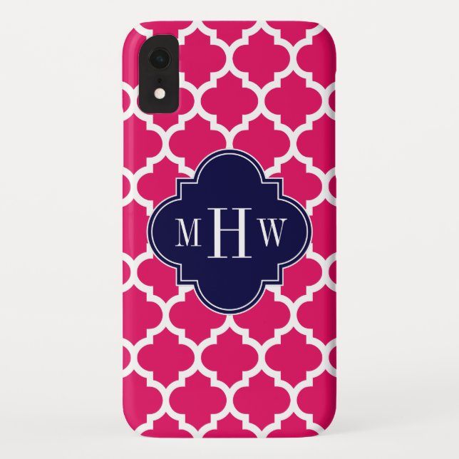 Capa Para iPhone, Case-Mate Raspberry Wharg marroquino #5 Marinho 3 Monograma  (Verso)