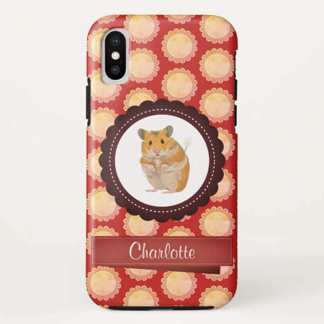 Capa Para iPhone, Case-Mate Red Add Your Name Hamster (Verso)