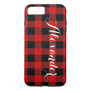 Capa Para iPhone Da Case-Mate Red Black Buffalo Check Nome da Xadrez Monograma N