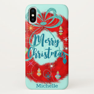 Capa Para iPhone Da Case-Mate Red Wreath Retro Natal