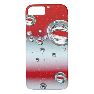 Capa iPhone 8/ 7 reflexo de gotas de água listrada vermelha e branc