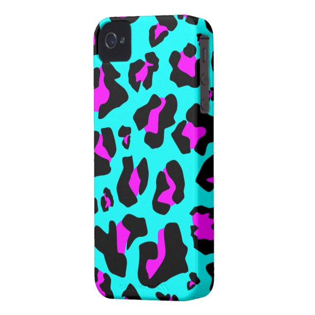 Capa Para iPhone, Case-Mate Refrigere o impressão do leopardo do rosa/Aqua - (Verso Esquerda)