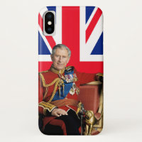 Rei Carlos III com bandeira britânica