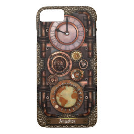 Capa iPhone 8/ 7 Relógio #1C do vintage de Steampunk