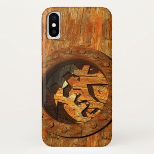 Capa Para iPhone X relógio de madeira