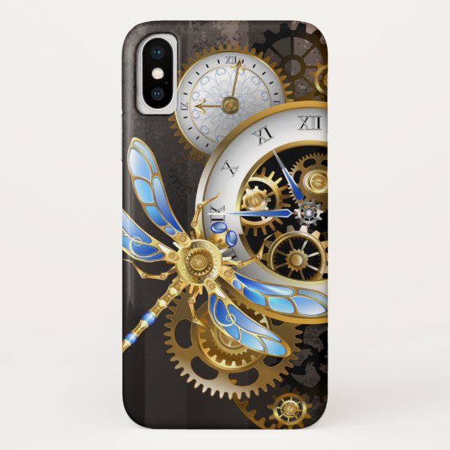 Capa Para iPhone, Case-Mate Relógio Steampunk com Dragonfly Mecânica (Verso)