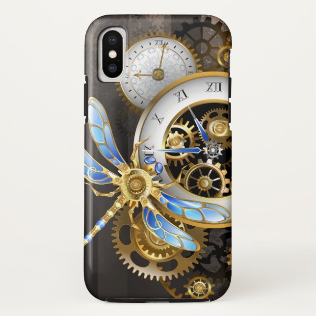 Capa Para iPhone, Case-Mate Relógio Steampunk com Dragonfly Mecânica (Verso)