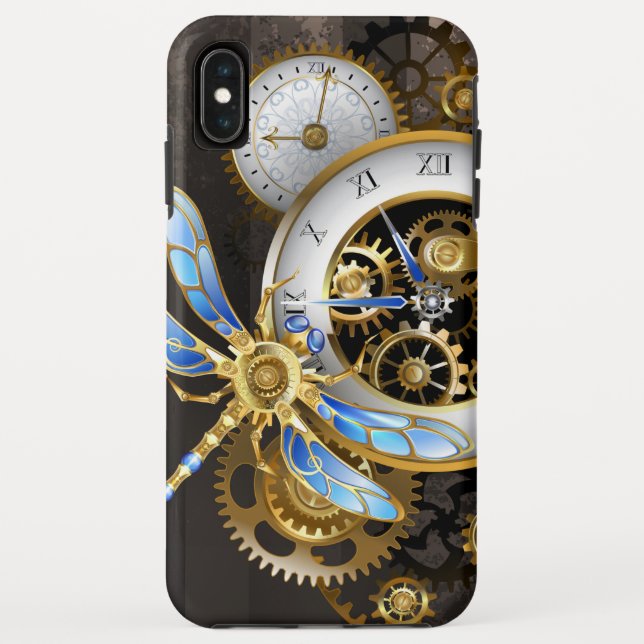 Capa Para iPhone, Case-Mate Relógio Steampunk com Dragonfly Mecânica (Verso)