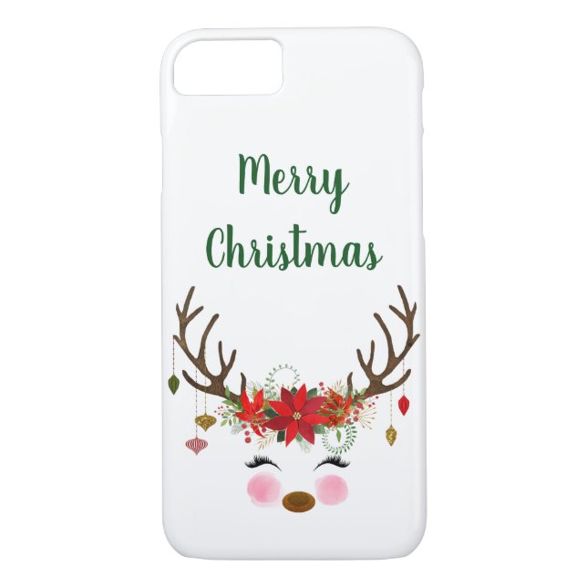 Capa Para iPhone, Case-Mate Rena bonito e poinsétia do Natal (Verso)