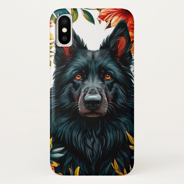 Capa Para iPhone, Case-Mate Retrato de cão negro (Verso)