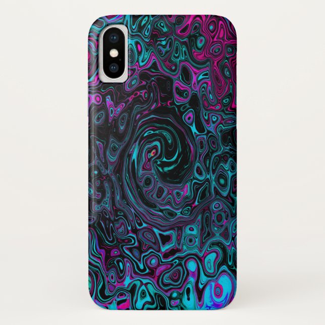 Capa Para iPhone, Case-Mate Retro Aqua Magenta e Abstrato preto (Verso)