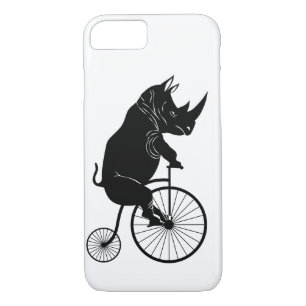 Capa iPhone 8/ 7 Rinoceronte que monta uma bicicleta velha da forma